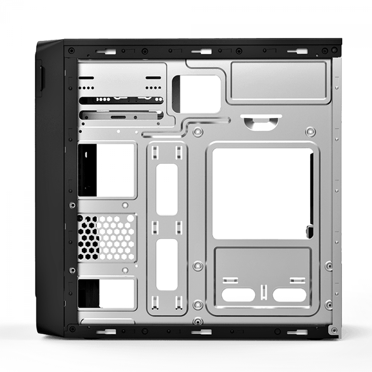 Gabinete PowerX 6503BK, Mini Tower, Black, Com Fita Led RGB, mATX, Com Fonte, Com Fan