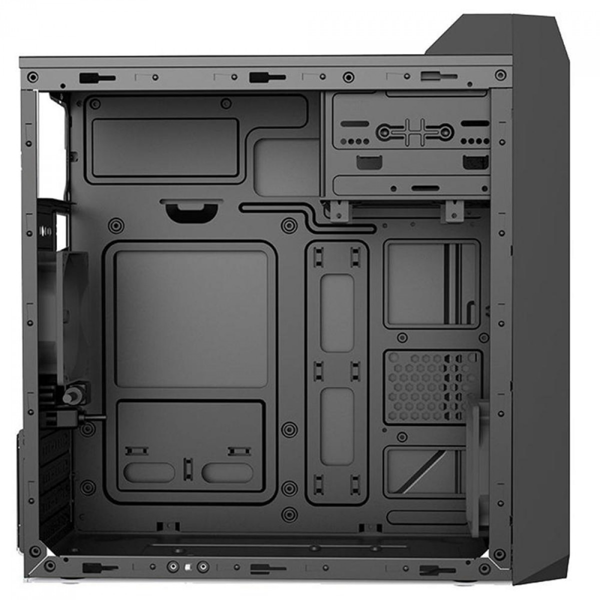 Gabinete PowerX 6507TG, Mini Tower, Black, Com Fita Led RGB, mATX, Com Fan