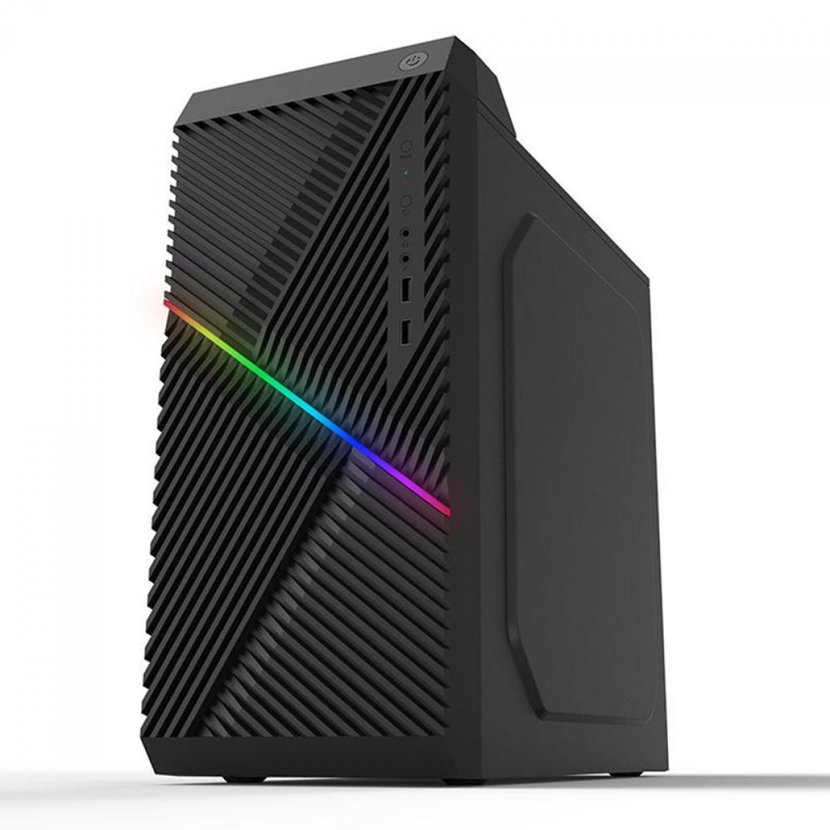 Gabinete PowerX 6507TG, Mini Tower, Black, Com Fita Led RGB, mATX, Com Fan