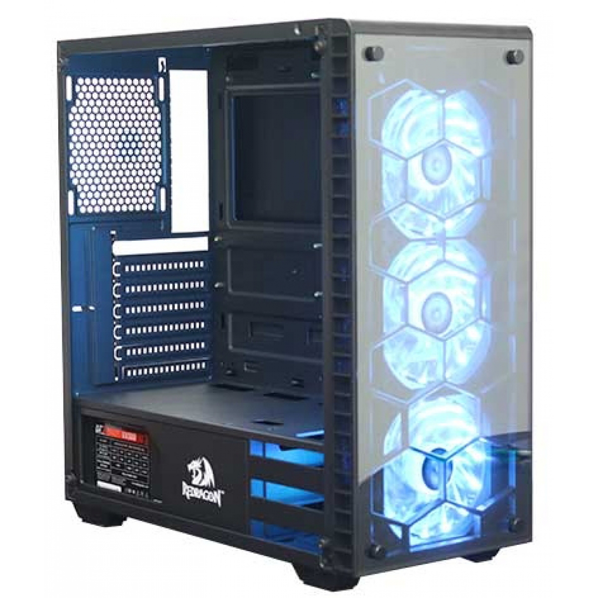 Gabinete Gamer Redragon Diamond Storm, Mid Tower, Com 3 Fans RGB, Vidro Temperado, Black, Sem Fonte, CA903