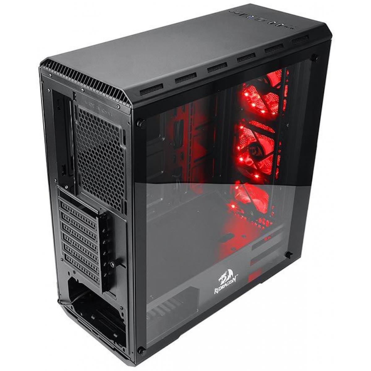 Gabinete Gamer Redragon, Grimlock RGB, Mid Tower, Vidro Temperado, Black, Sem Fonte, Com 3 Fans