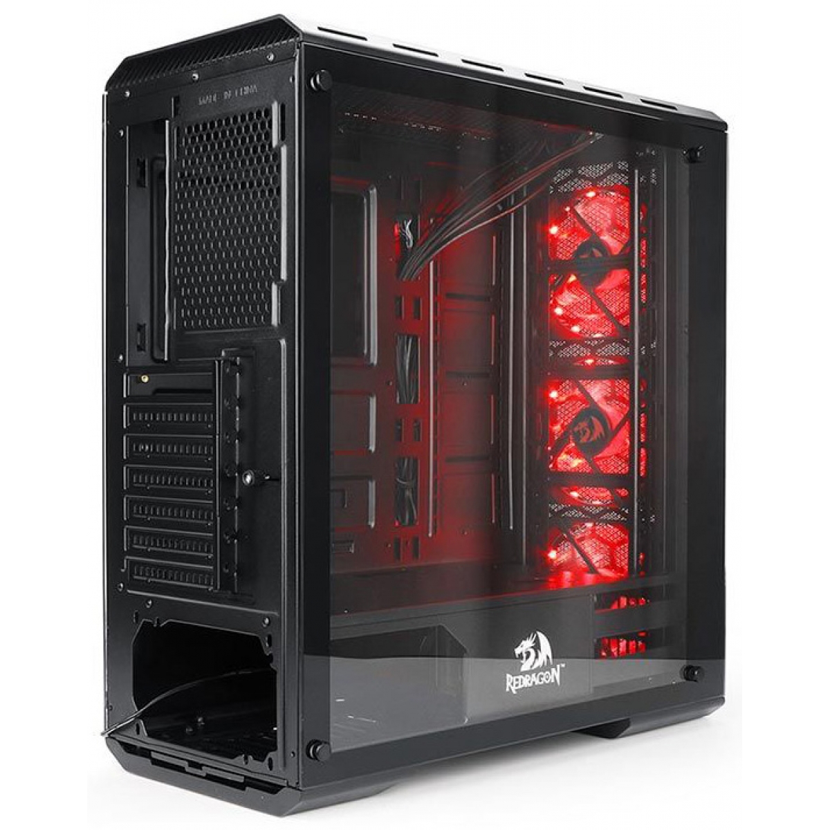 Gabinete Gamer Redragon, Grimlock RGB, Mid Tower, Vidro Temperado, Black, Sem Fonte, Com 3 Fans