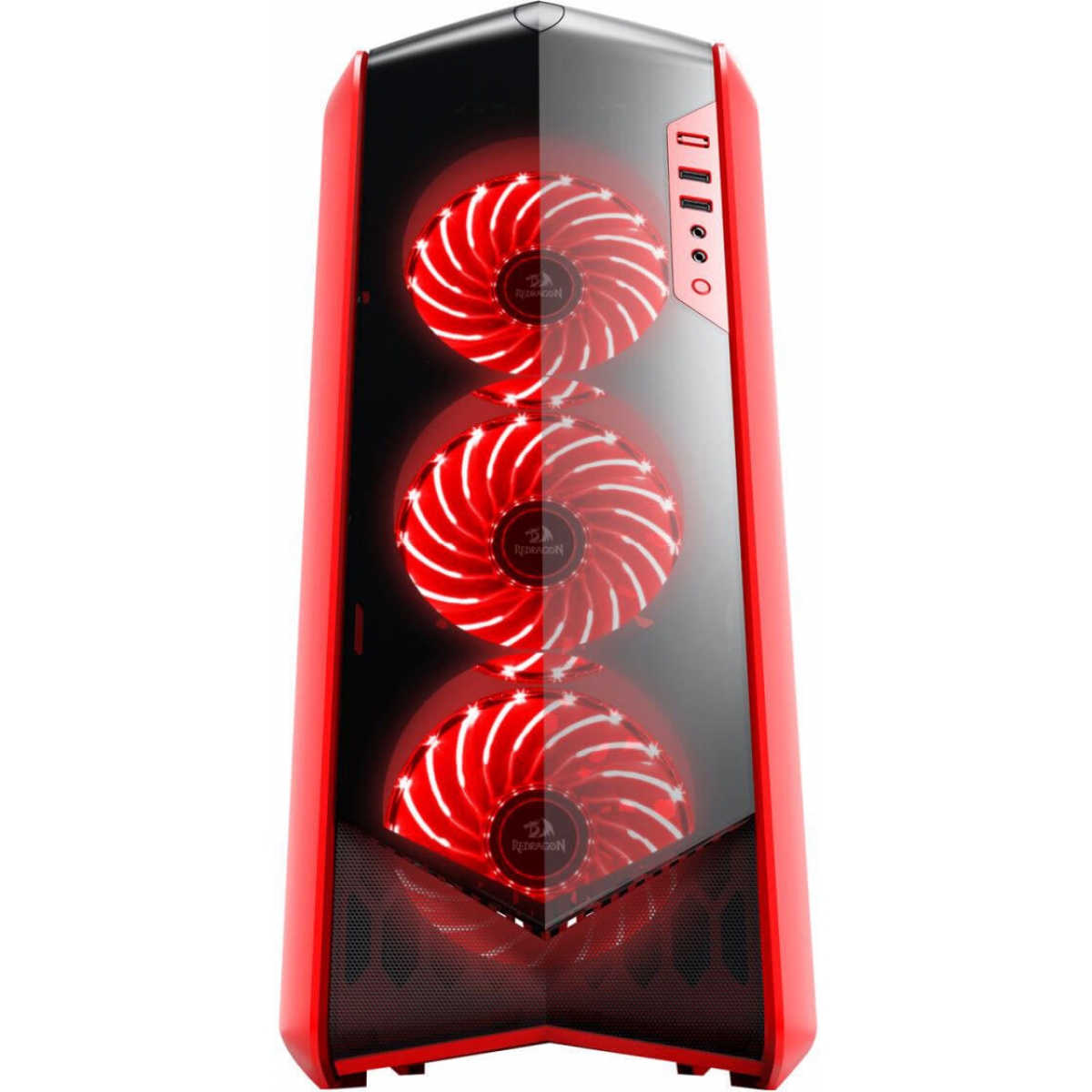 Gabinete Gamer Redragon Jetfire, Mid Tower, Com 3 Fans RGB, Vidro Temperado, Black-Red, Sem Fonte, RD-GC-701