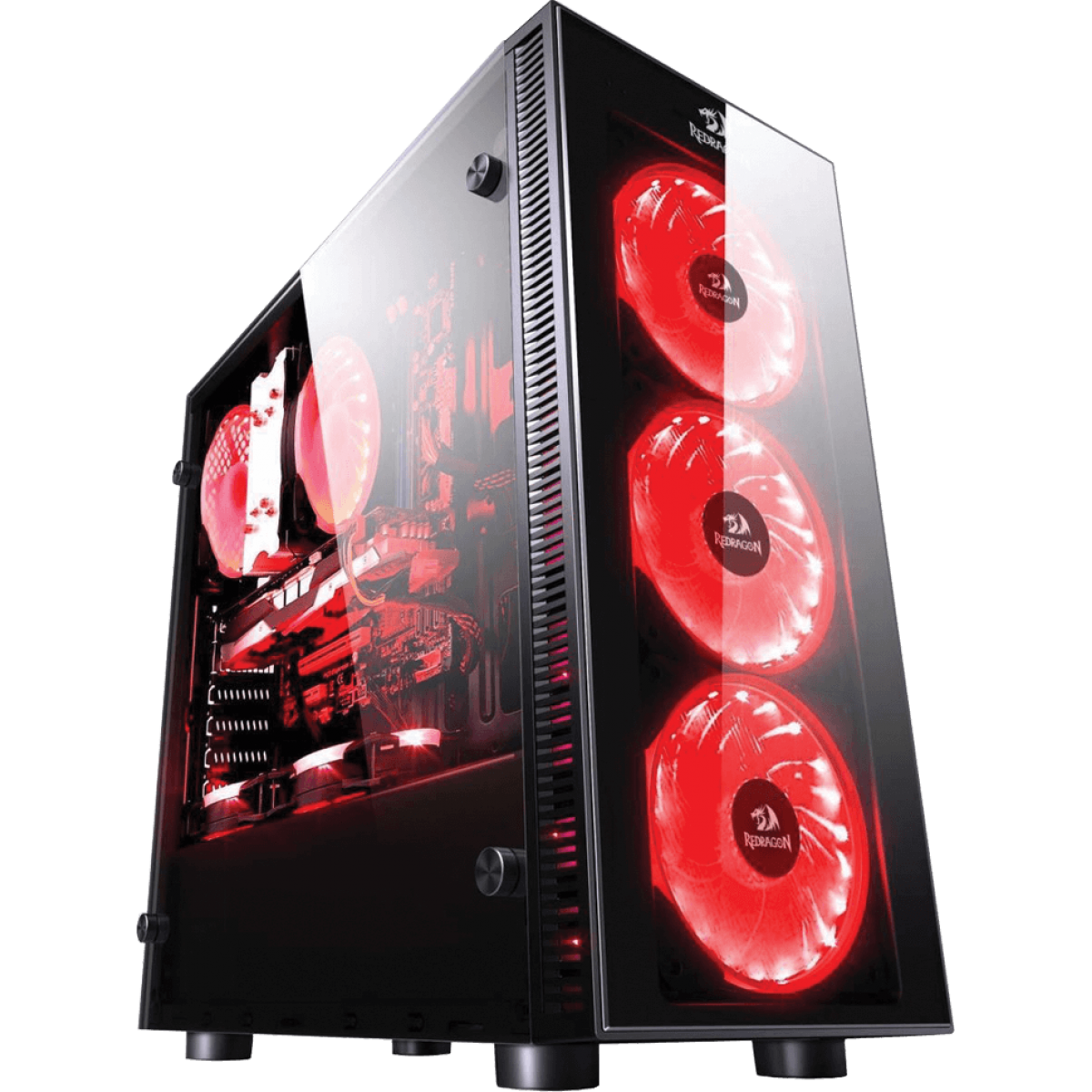 Gabinete Gamer Redragon Sideswipe, Mid Tower, Vidro Temperado, Black, Sem Fonte, Com 4 Fans RGB, GC-601