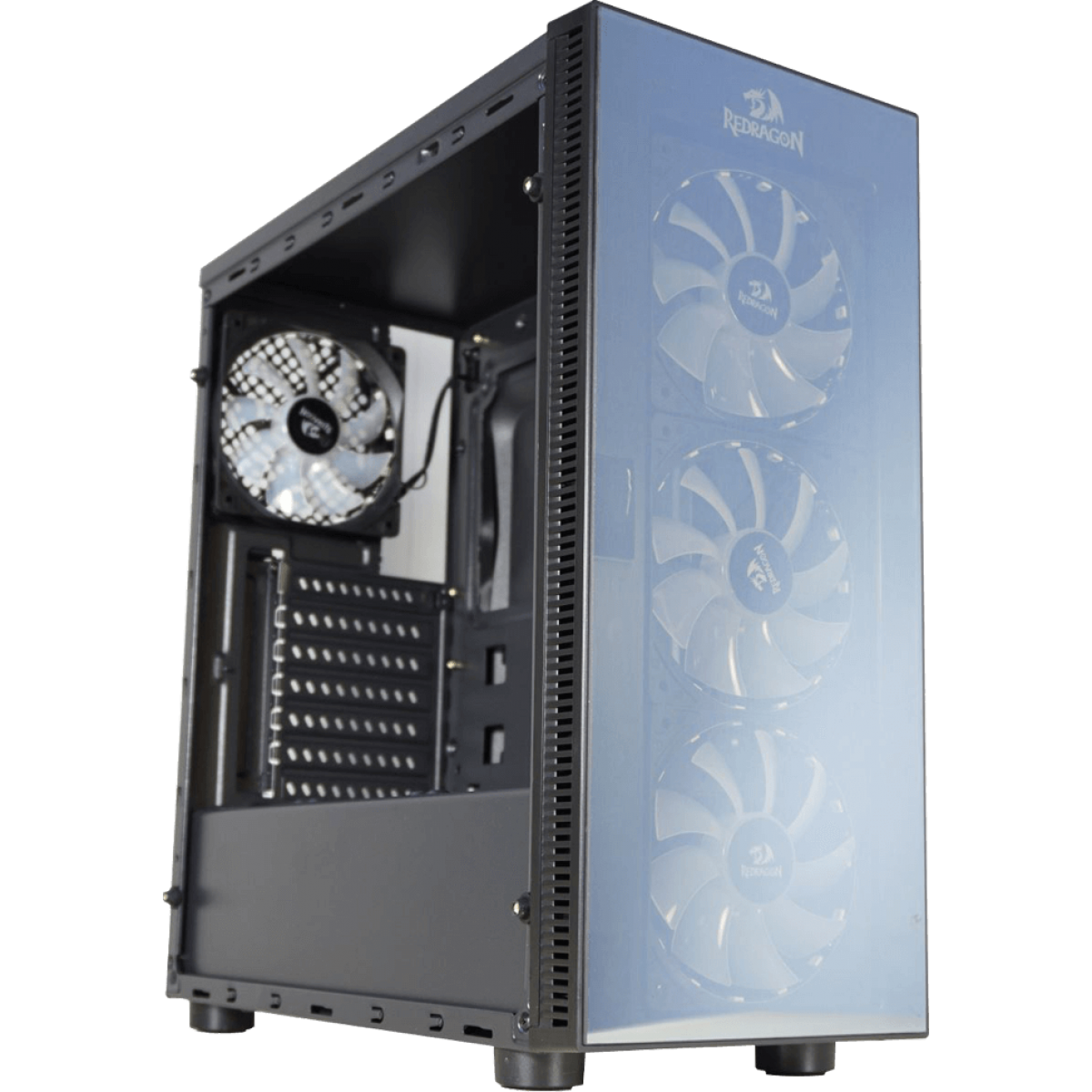 Gabinete Gamer Redragon Sideswipe, Mid Tower, Vidro Temperado, Black, Sem Fonte, Com 4 Fans RGB, GC-601