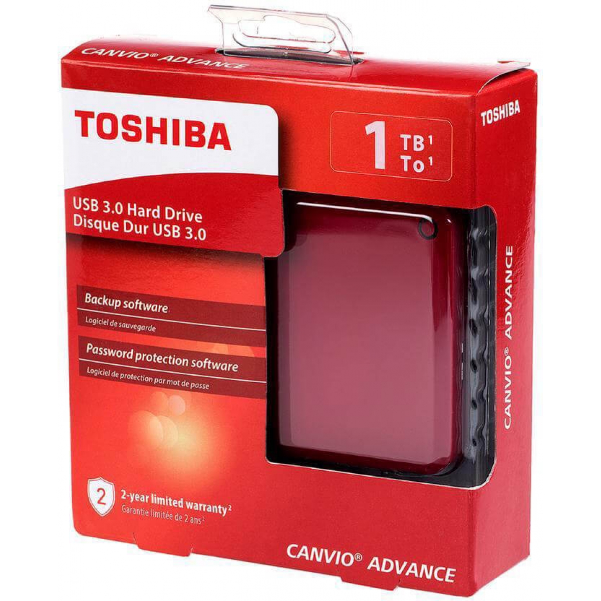 HD Externo Portátil Toshiba Canvio Advance 1TB HDTC910XR3AA USB 3.0 Vermelho