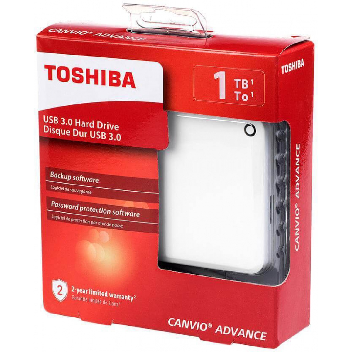 HD Externo Portátil Toshiba Canvio Advance 1TB HDTC910XW3AA USB 3.0 Branco