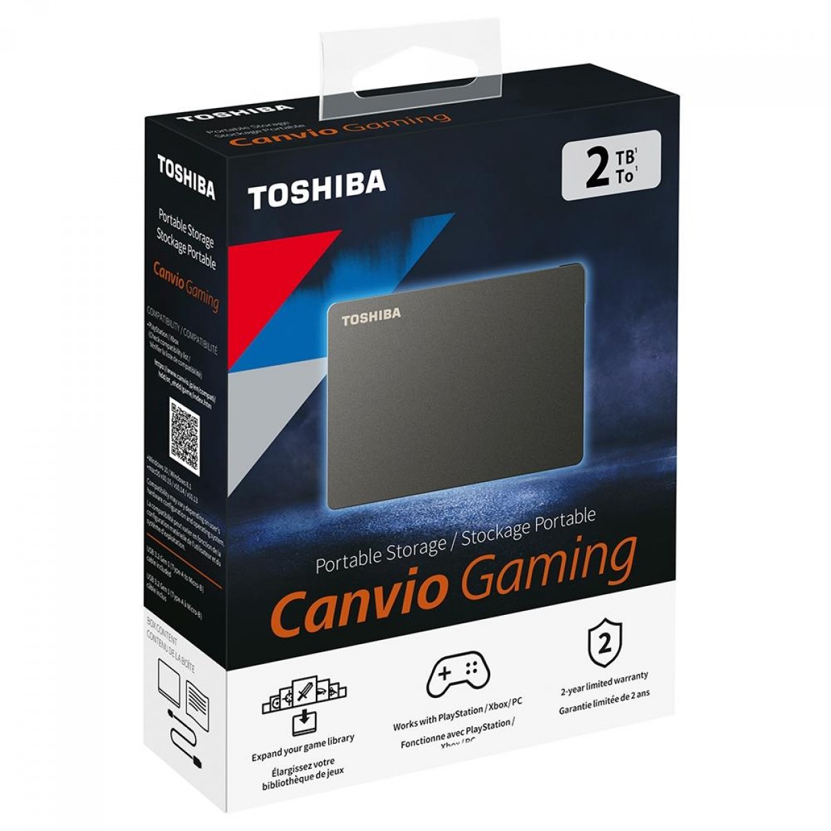 HD Externo Toshiba Canvio Gaming 2TB, USB 3.0, Até 5Gb/s, HDTX120XK3AA