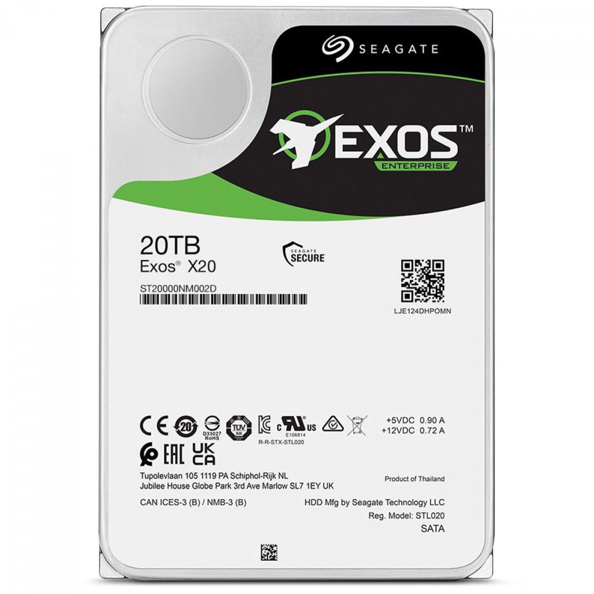HD Seagate Exos X20 14TB, 7200RPM, Cachê 256MB, 3.5, Servidor, ST20000NM007D