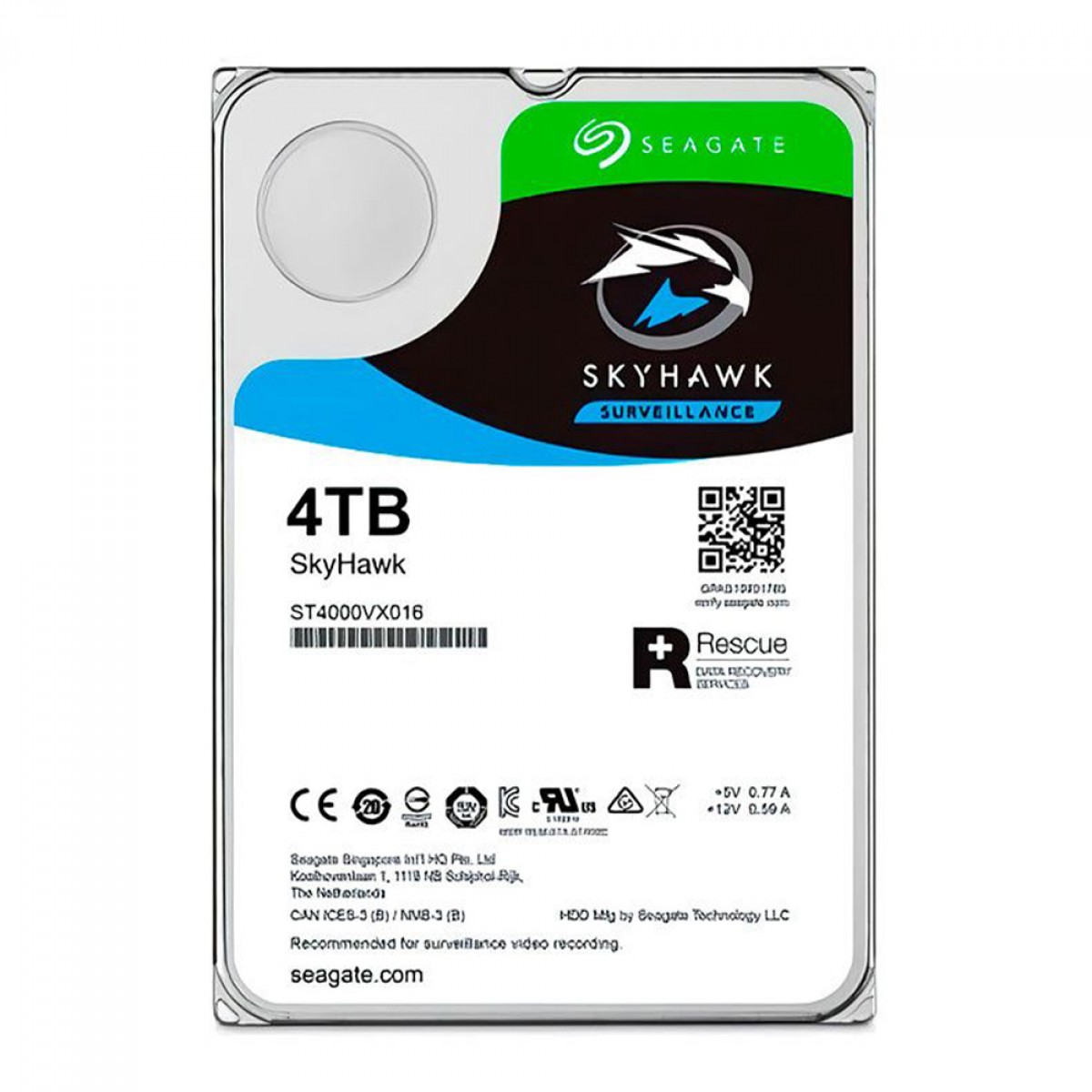 HD Seagate SkyHawk Surveillance, 4TB, 5400RPM, Cachê 256MB, 3.5, Para Segurança, Vigilância, ST4000VX016