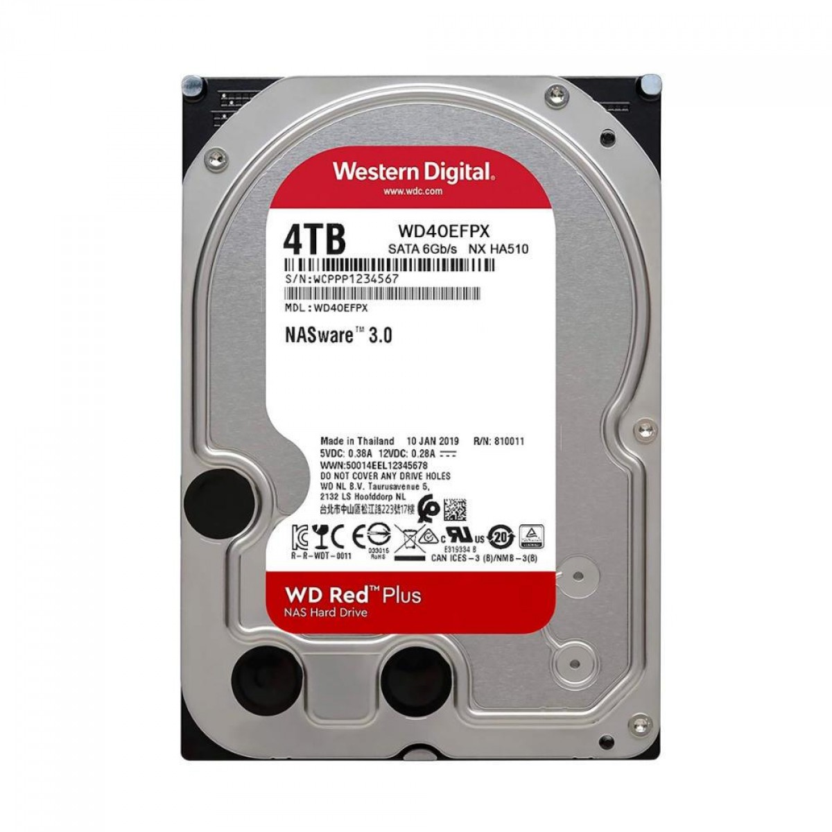 HD Western Digital RED Plus, 4TB, SATA III, 256MB, 5400RPM, 3.5, WD40EFPX