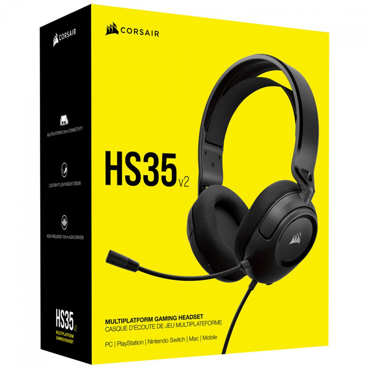 Headset Gamer Corsair HS35 V2, 3.5mm, Drivers de 50mm, Carbono, CA-9011377-NA