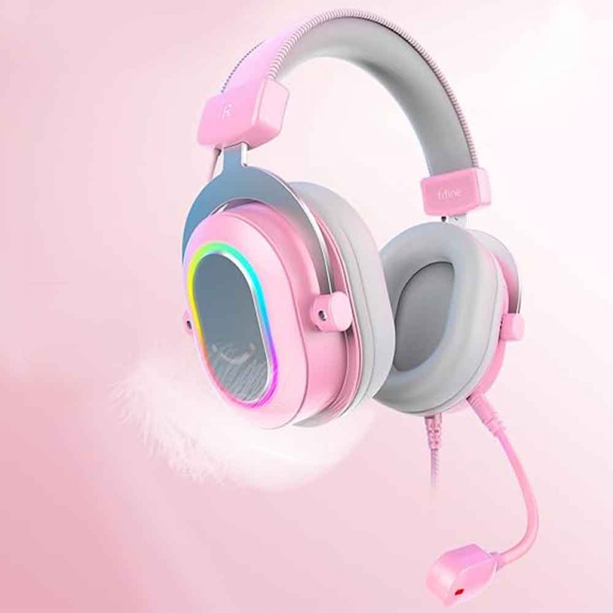 Headset Gamer Fifine H6P, 7.1 Surround, Drivers de 50mm, RGB, USB, Pink