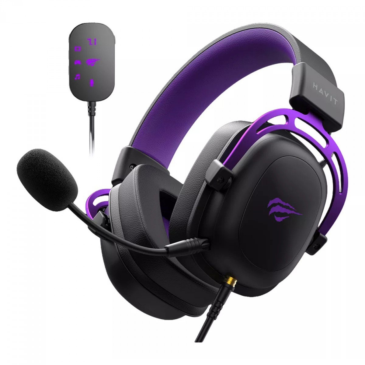 Headset Gamer Havit, 3.5mm + USB,  Drivers de 53mm, Múltiplas Plataformas, Black/Purple, HV-H2002C+U