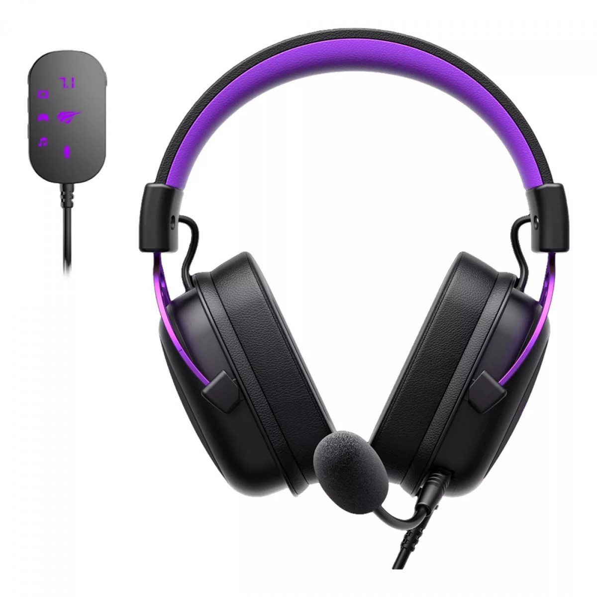 Headset Gamer Havit, 3.5mm + USB,  Drivers de 53mm, Múltiplas Plataformas, Black/Purple, HV-H2002C+U