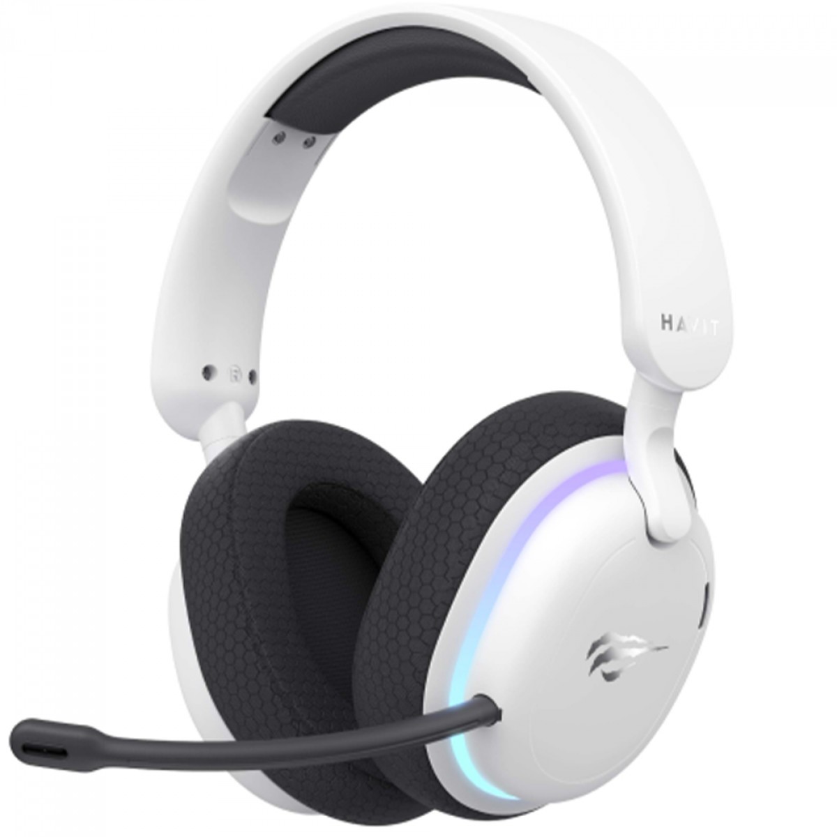 Headset Gamer Havit Fuxi-H7, Wireless, Bluetooth, RGB, Drivers de 40mm, Branco