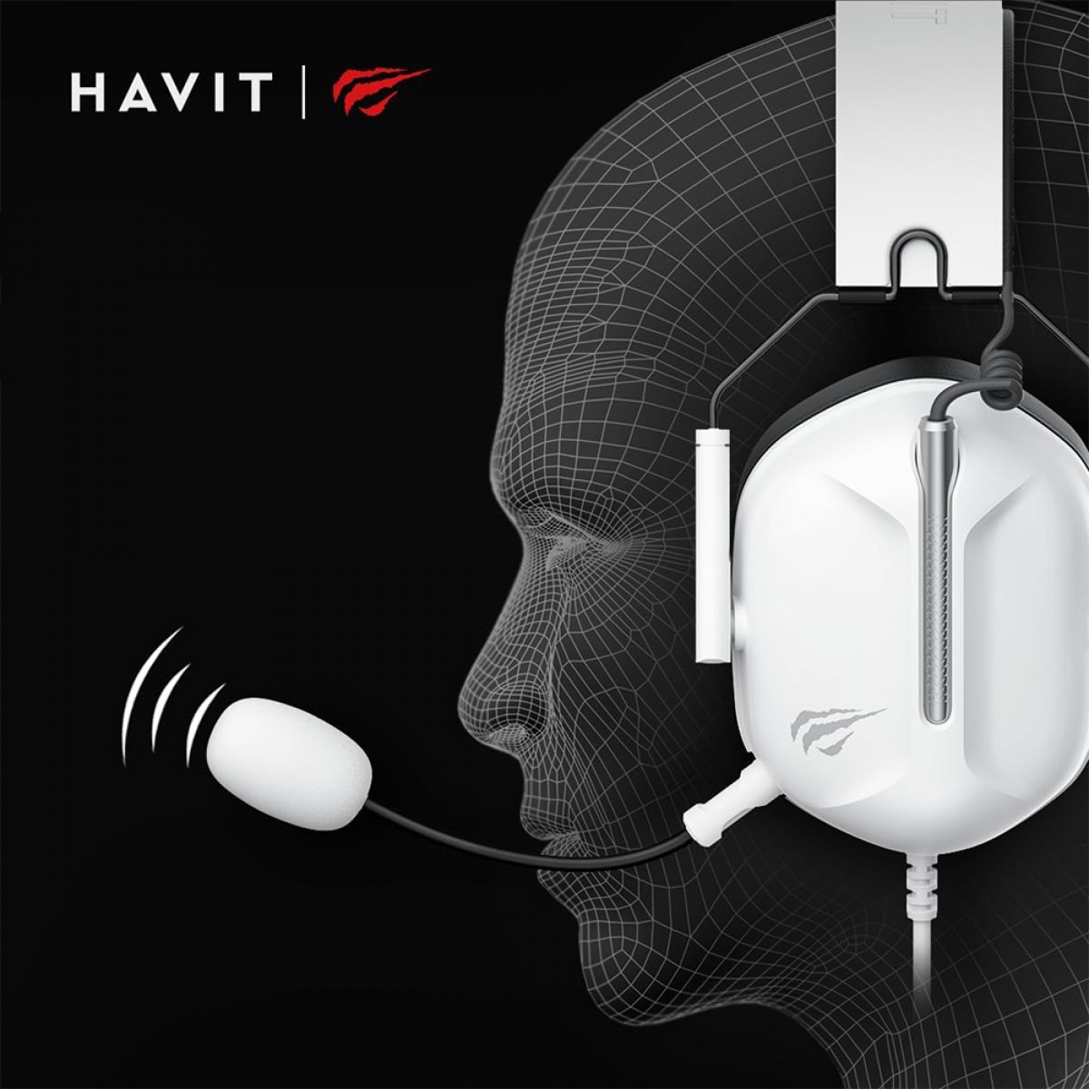 Headset Gamer Havit H2033D, 3.5mm, Drivers de 50mm, Branco e Preto, H2033D-WHT