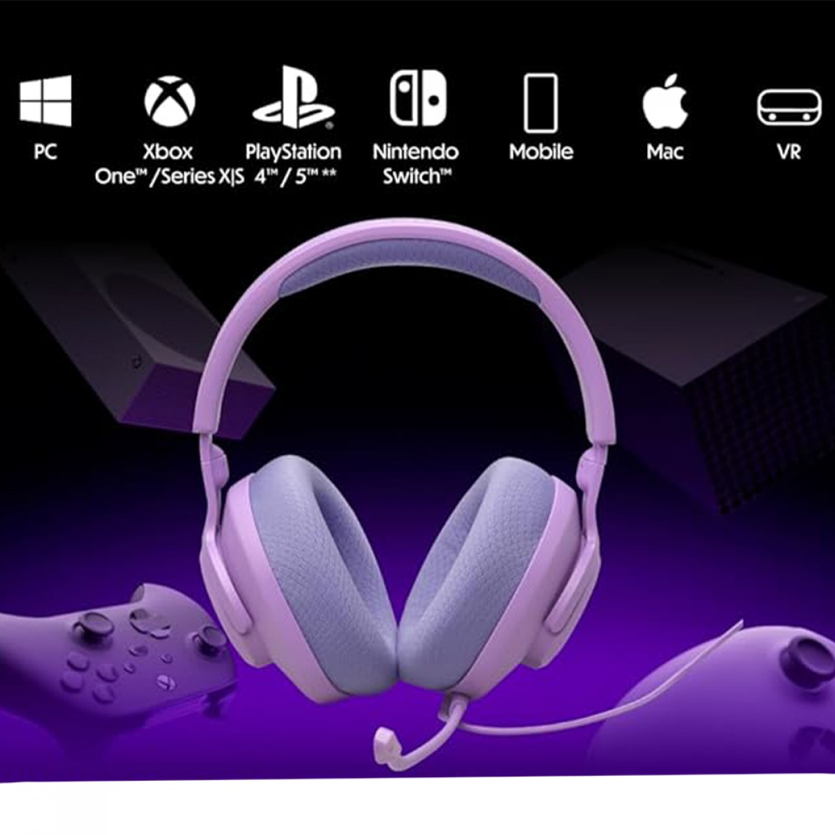 Headset Gamer JBL Quantum 100 M2, Drivers de 40mm, Rosa, JBLQTUM100M2PUR