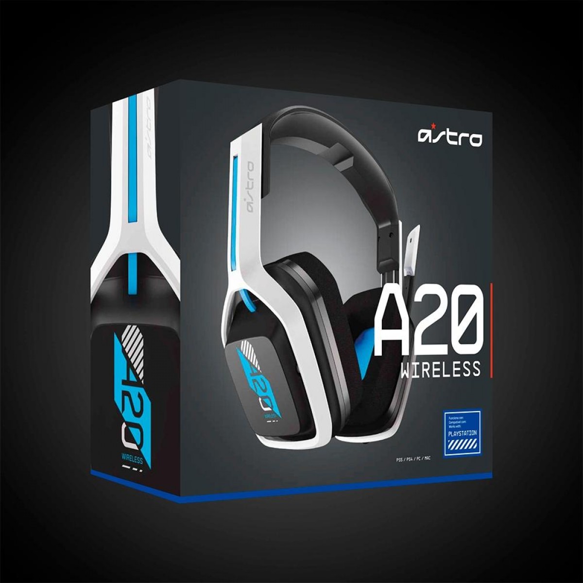 Headset Gamer Logitech Astro A20 Gen 2, USB, PS5/4, PC/MAC, White/Blue, 939-001877