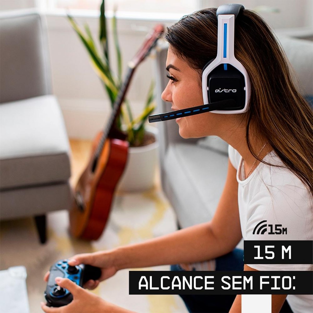 Headset Gamer Logitech Astro A20 Gen 2, USB, PS5/4, PC/MAC, White/Blue, 939-001877