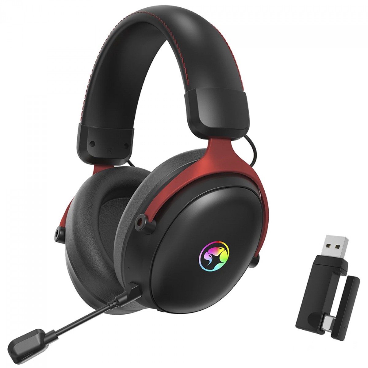 Headset Gamer Marvo HG9076W Tactic X Pro, 2.4G/Bluetooth, RGB, Drivers de 53mm, Black, HG9076W