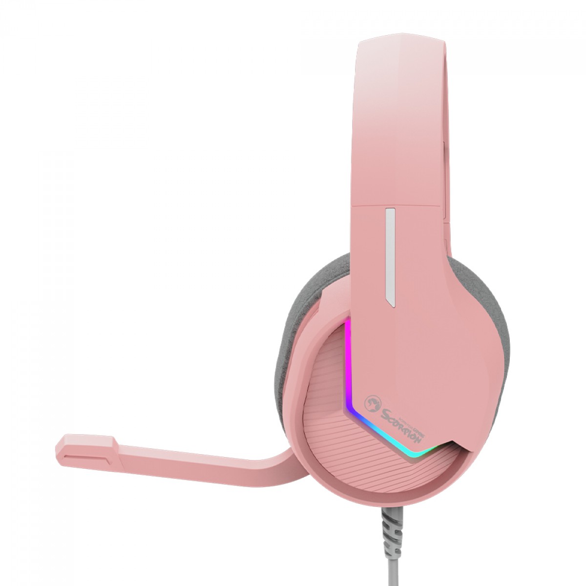 Headset Gamer Marvo, RGB, USB, Drivers de 50mm, Pink, H8618 PK