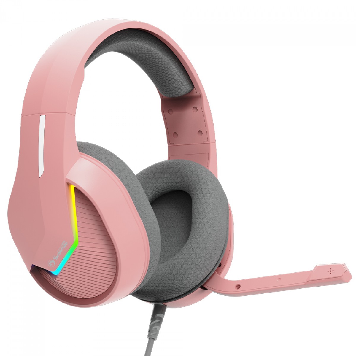 Headset Gamer Marvo, RGB, USB, Drivers de 50mm, Pink, H8618 PK