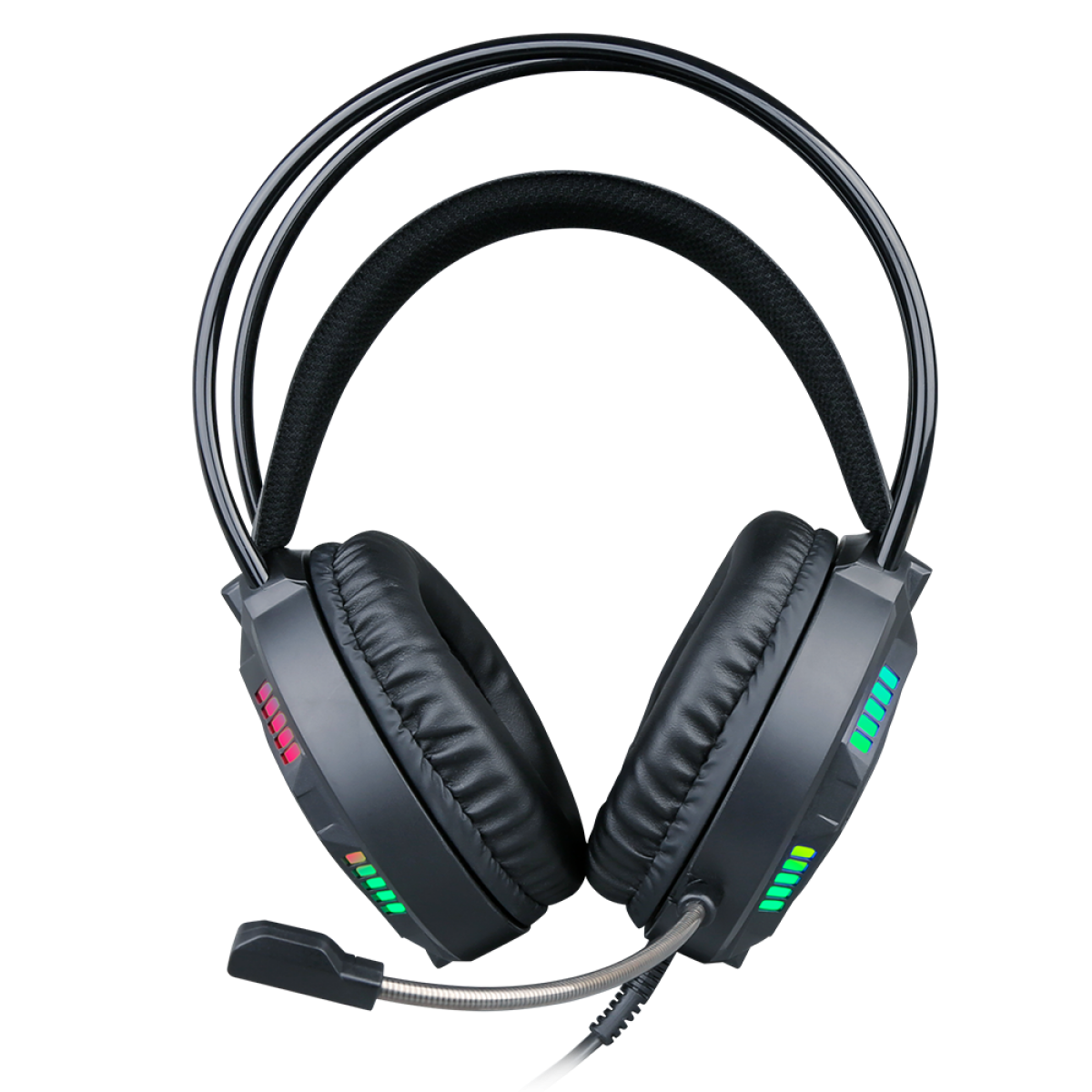 Headset Gamer Ninja Rainbow, 3.5mm + USB, PC, RGB, Drivers 50mm, Black