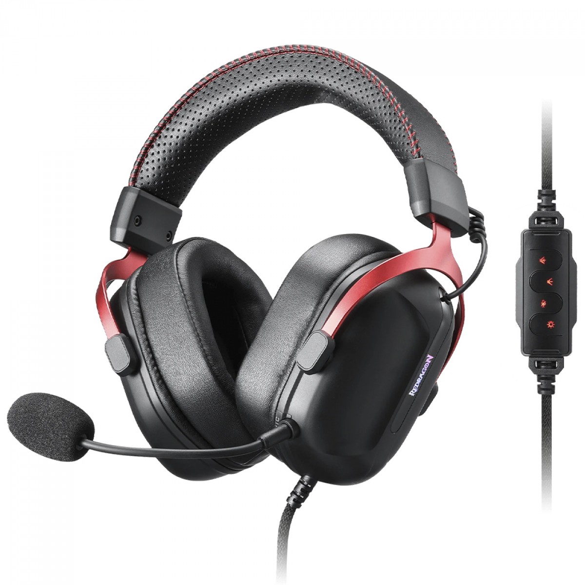 Headset Gamer Redragon Cybill H312, RGB, 7.1 Surround, Drivers de 50mm, USB, Preto e Vermelho 