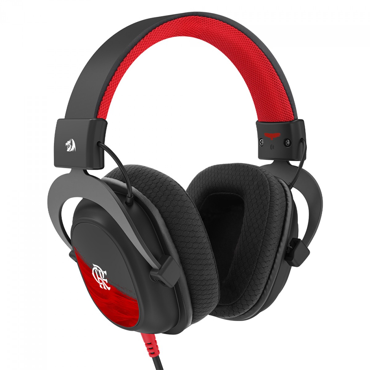 Headset Gamer Redragon Flamengo Vulture, Drivers de 53mm, 3.5mm, Múltiplas Plataformas, Microfone removível, Preto e Vermelho, FL530