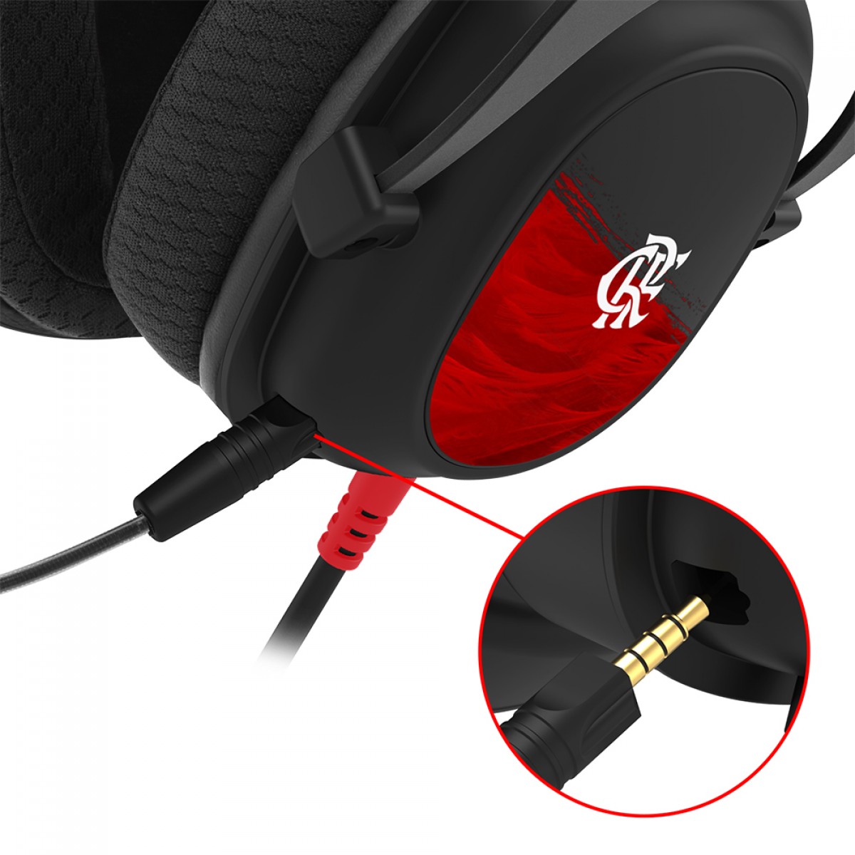 Headset Gamer Redragon Flamengo Vulture, Drivers de 53mm, 3.5mm, Múltiplas Plataformas, Microfone removível, Preto e Vermelho, FL530