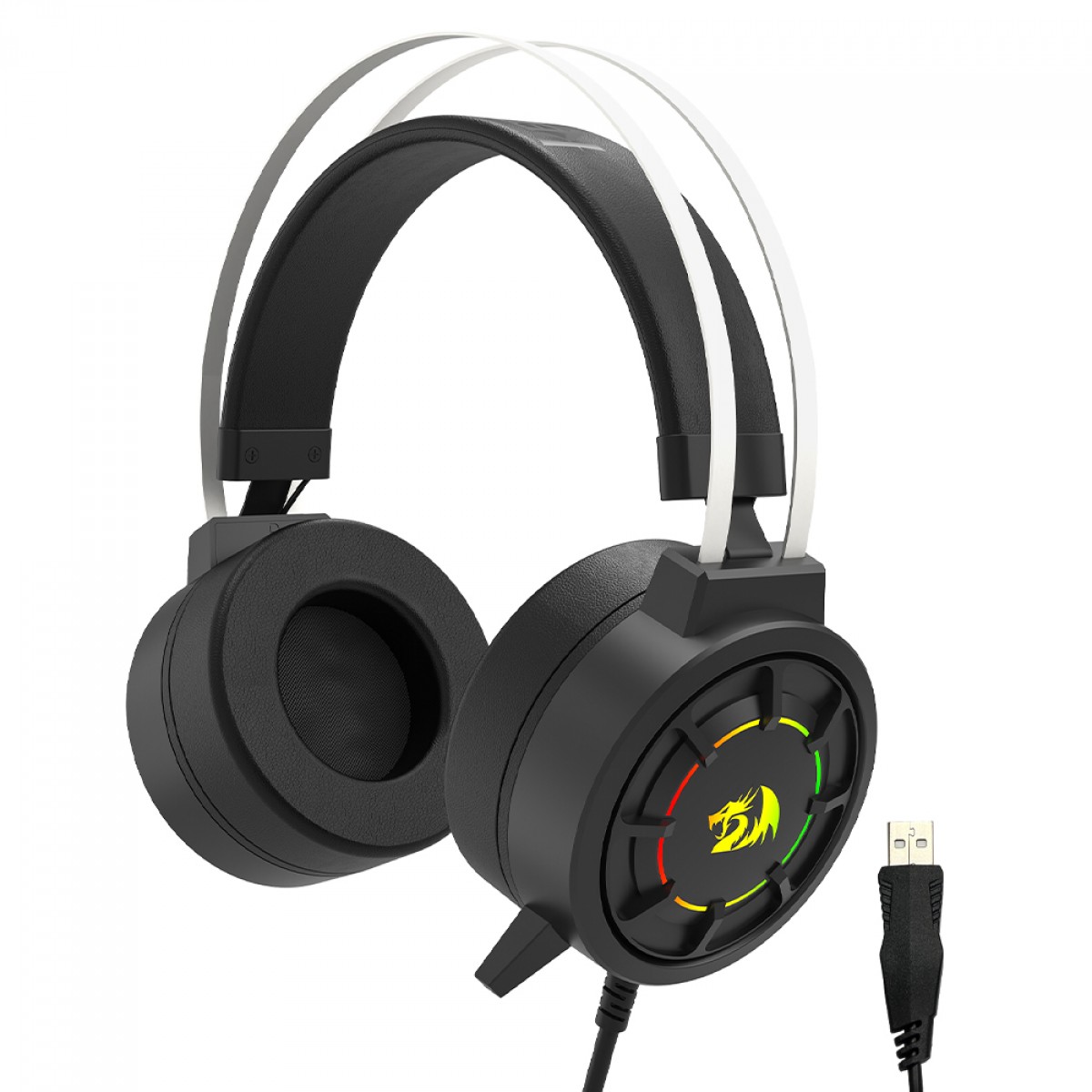 Headset Gamer Redragon Grandel, RGB, Drivers de 40mm, USB, Preto, H314-RGB