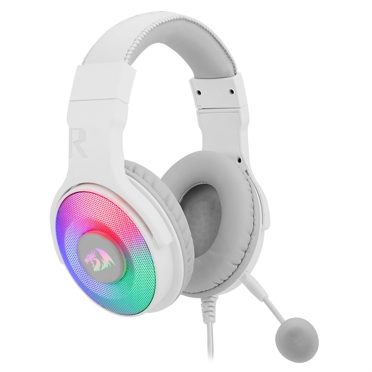 Headset Gamer Redragon, Pandora 2 White, RGB, USB + 3.5mm, Microfone Destacável, H350W-RGB-1