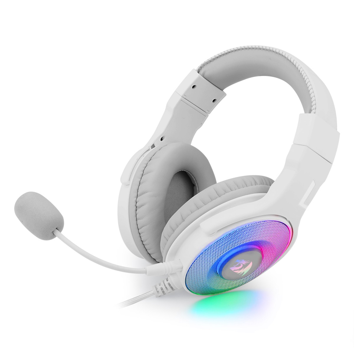 Headset Gamer Redragon, Pandora 2 White, RGB, USB + 3.5mm, Microfone Destacável, H350W-RGB-1