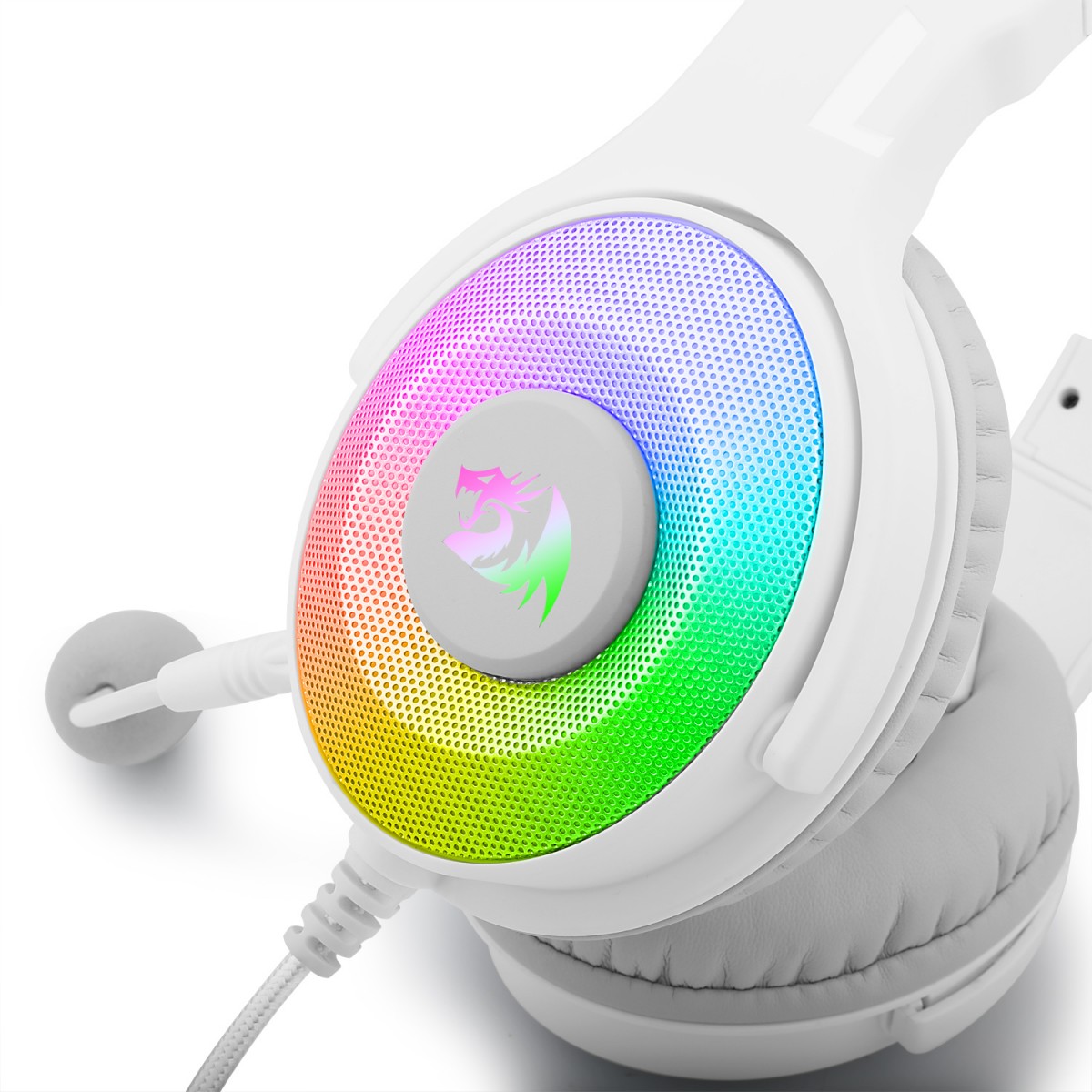 Headset Gamer Redragon, Pandora 2 White, RGB, USB + 3.5mm, Microfone Destacável, H350W-RGB-1