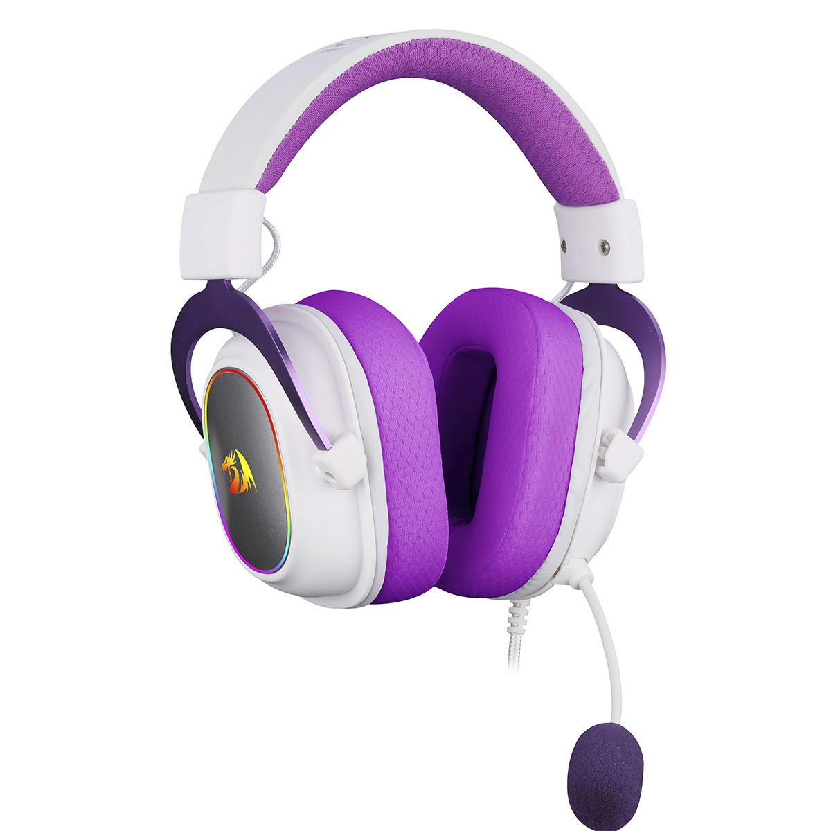 Headset Gamer Redragon Zeus X, USB, Surround 7.1, RGB, White/Purple, H510WP-RGB