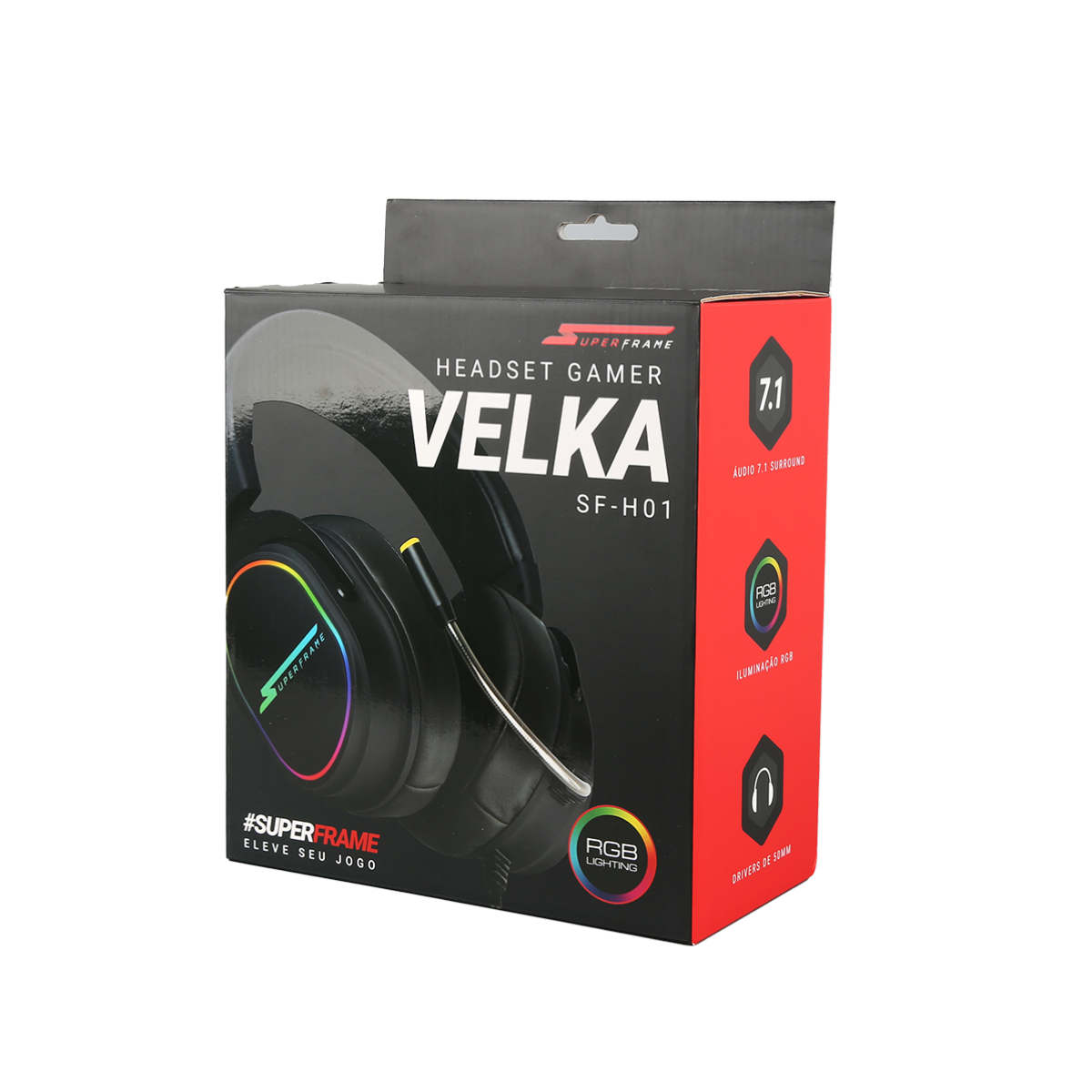 Headset Gamer SuperFrame, VELKA, 7.1 Surround, RGB, USB, Black