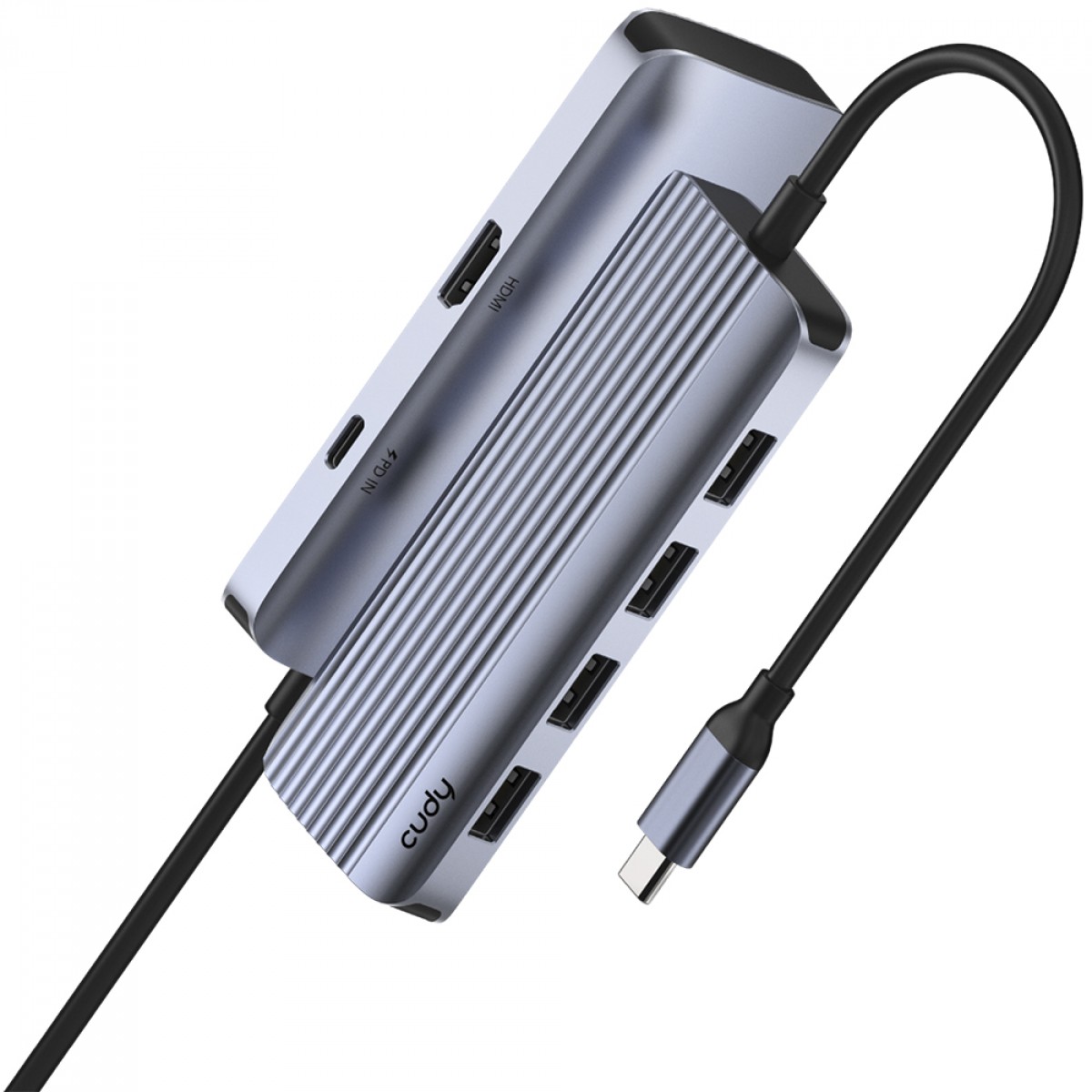 Hub Adaptador 6 em 1 Cudy UH500, Tipo-C para HDMI 1.4+USB 3.2+USB Tipo-C