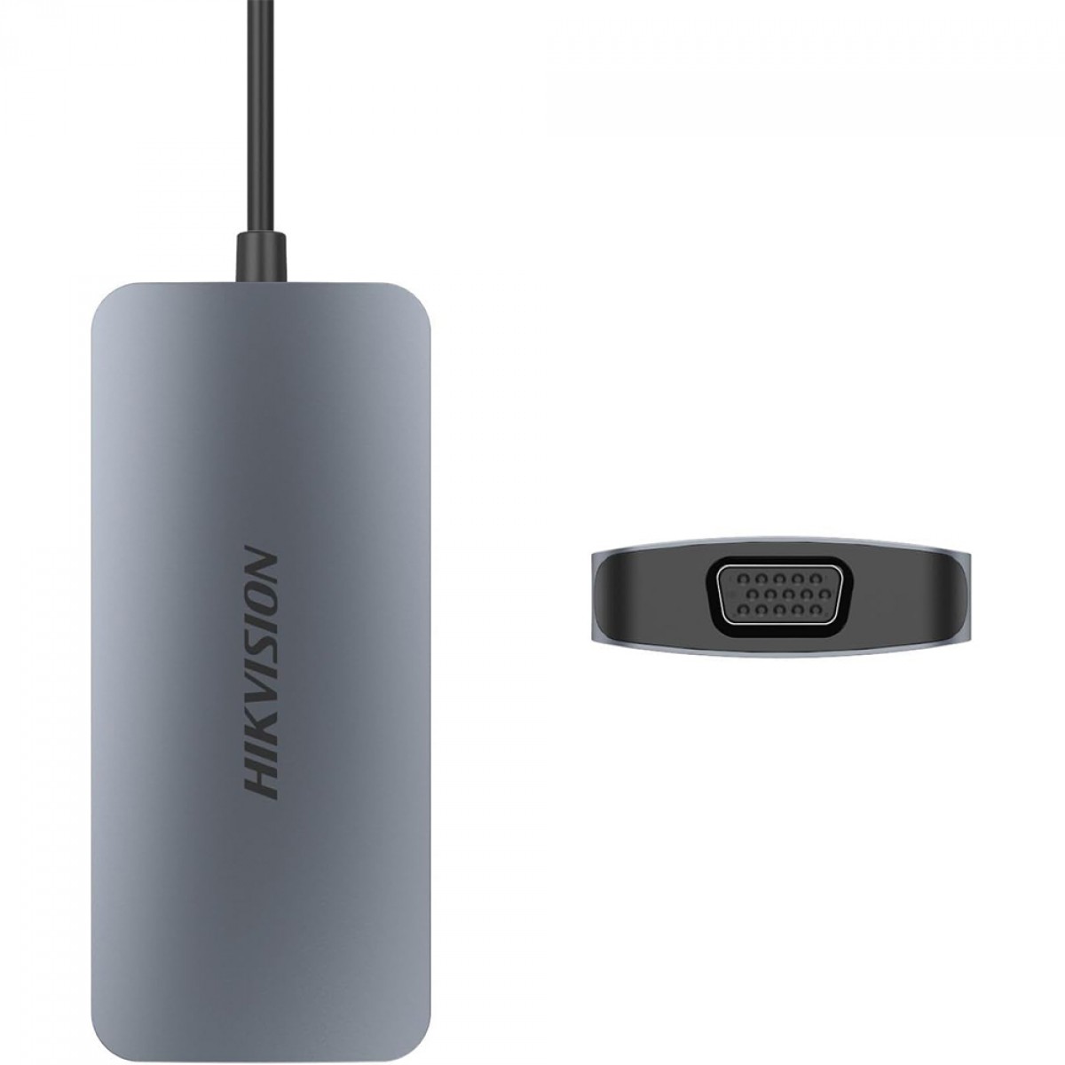 Hub Adaptador Hikvision 8 em 1, USB-C Para USB 3.0+HDMI+VGA+TF/SD+Tipo-C, Cinza, HS-HUB-DS801