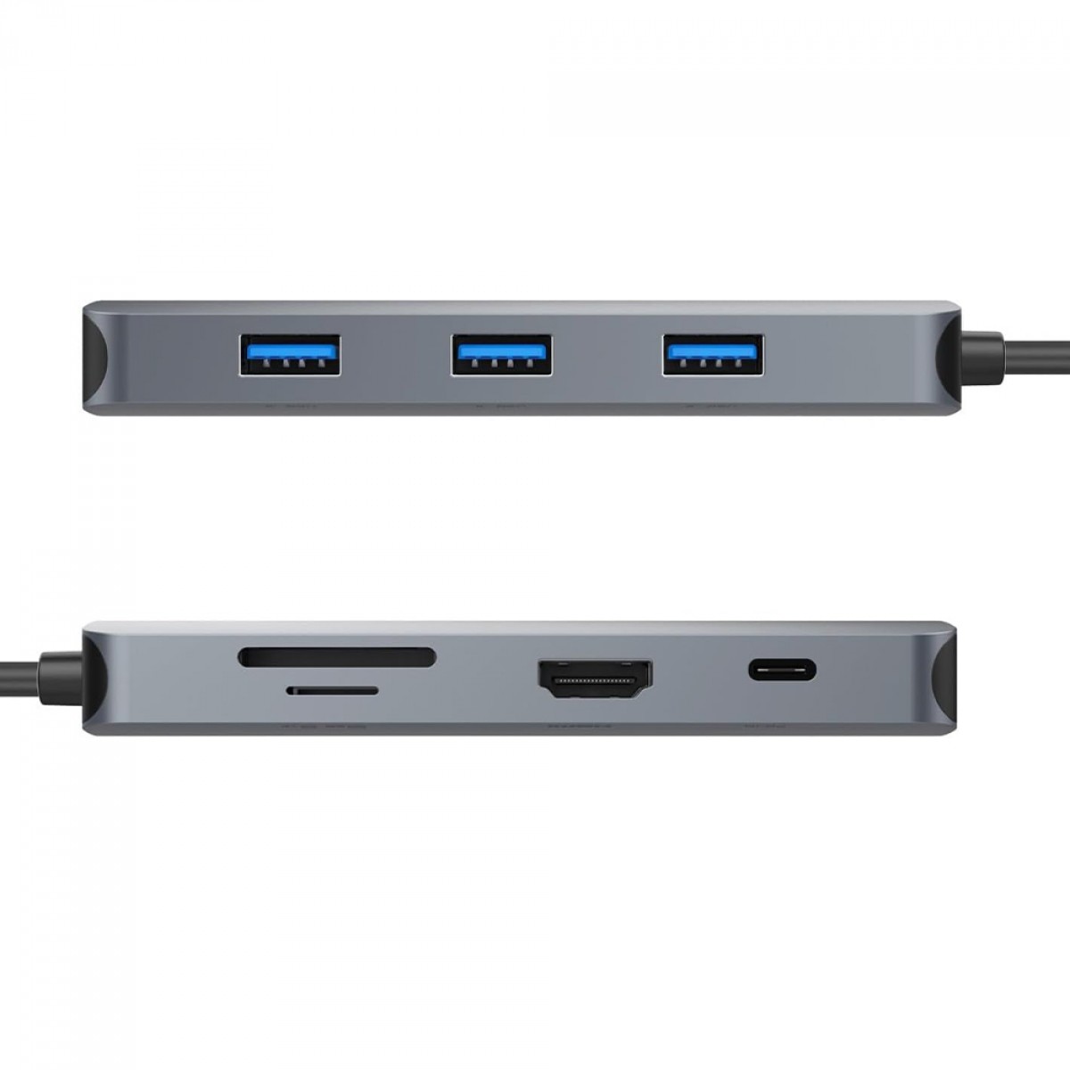 Hub Adaptador Hikvision 8 em 1, USB-C Para USB 3.0+HDMI+VGA+TF/SD+Tipo-C, Cinza, HS-HUB-DS801