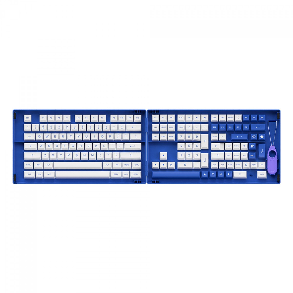 Keycaps Akko Blue On White, ASA, PBT, ANSI, 197 Teclas