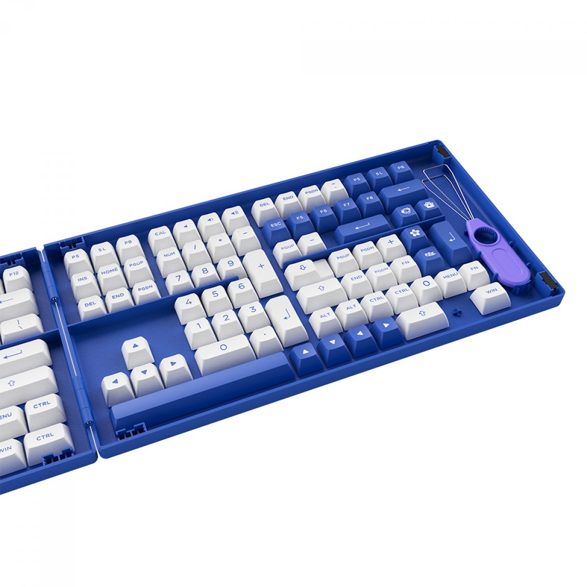 Keycaps Akko Blue On White, ASA, PBT, ANSI, 197 Teclas