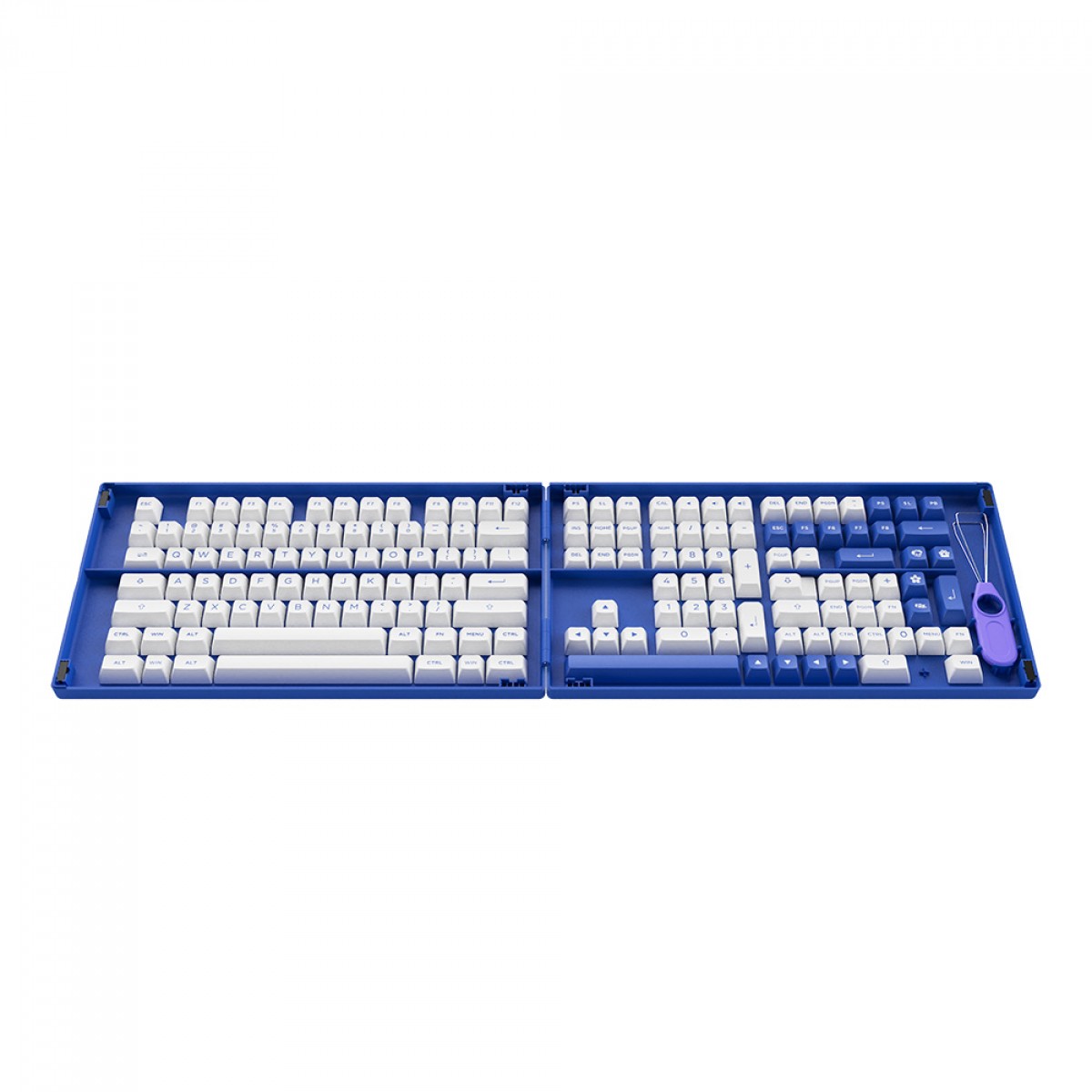 Keycaps Akko Blue On White, ASA, PBT, ANSI, 197 Teclas