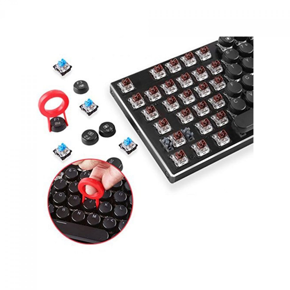 Keycaps Redragon A106, ABS, ANSI, Double Shot, Black, 104 Teclas 
