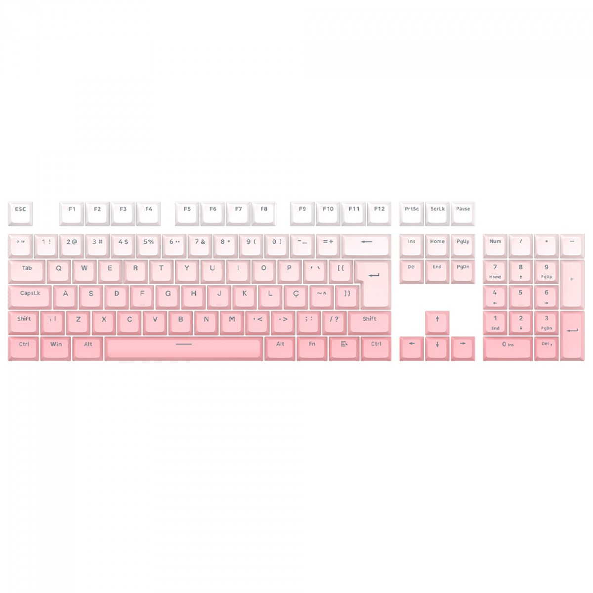 Keycaps Redragon A139 PT, ABNT2, 106 Teclas, Degradê Branco e Rosa