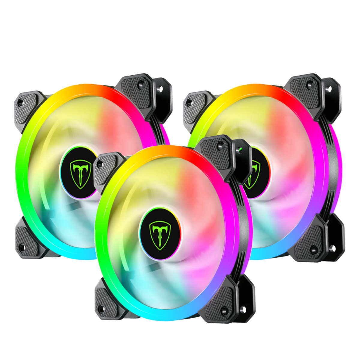 Kit Fan com 3 unidade T-Dagger 120mm, Rainbow, Black,T-TGF513 - Open Box