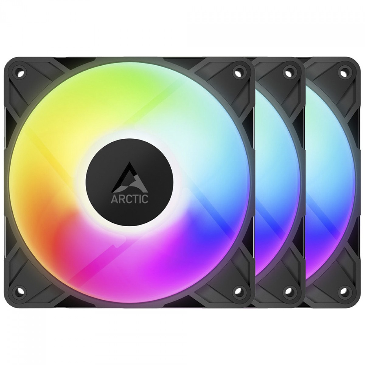 Kit Fan Com 3 Unidades Arctic P12 Pro, ARGB, 120mm, PWM, Preto, ACFAN00310A