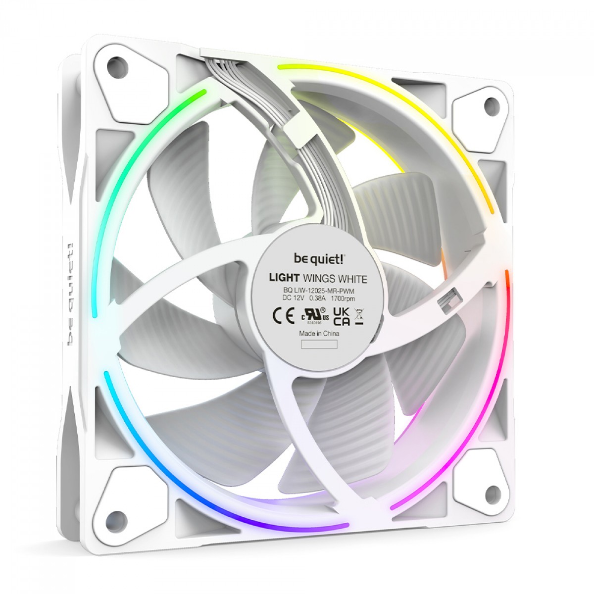 Kit Fan Com 3 Unidades Be Quiet Light Wings, 120mm, ARGB, PWM, Branco, BL100
