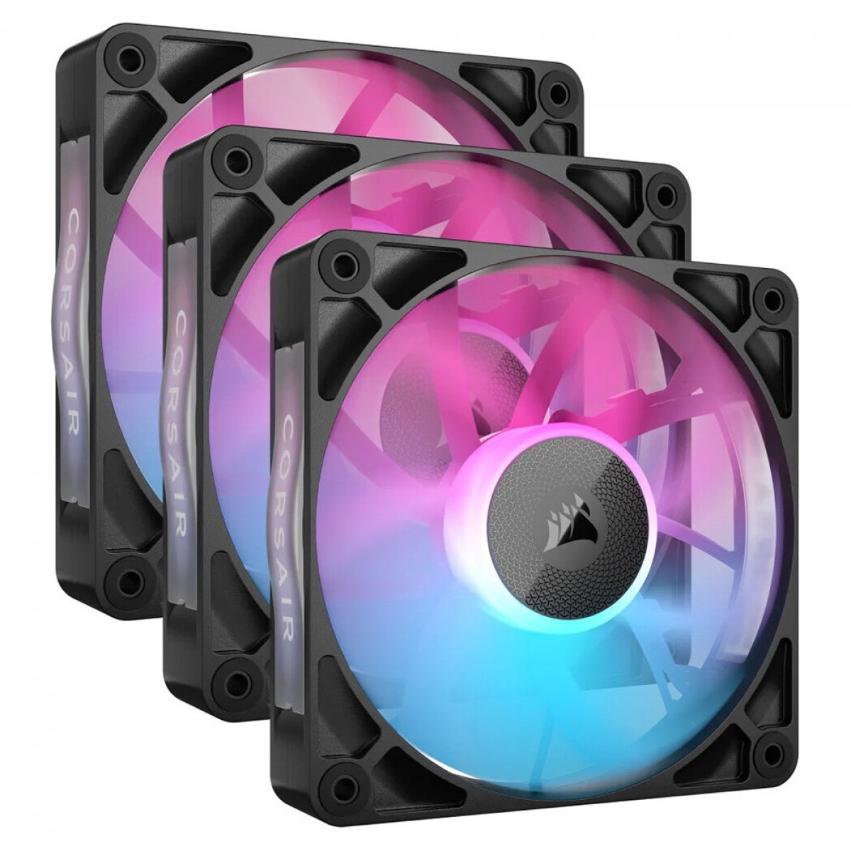 3287Kit Fan Com 3 Unidades Corsair iCUE LINK RX120, RGB, 120mm, Preto, CO-9051018-WW