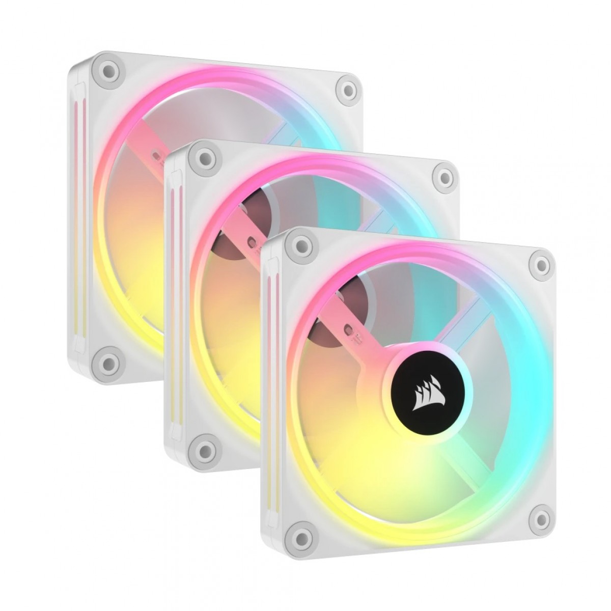 Kit Fan Com 3 Unidades, Corsair, iCue, QX120, RGB, Magnetic, 120mm, White, CO-9051006-WW